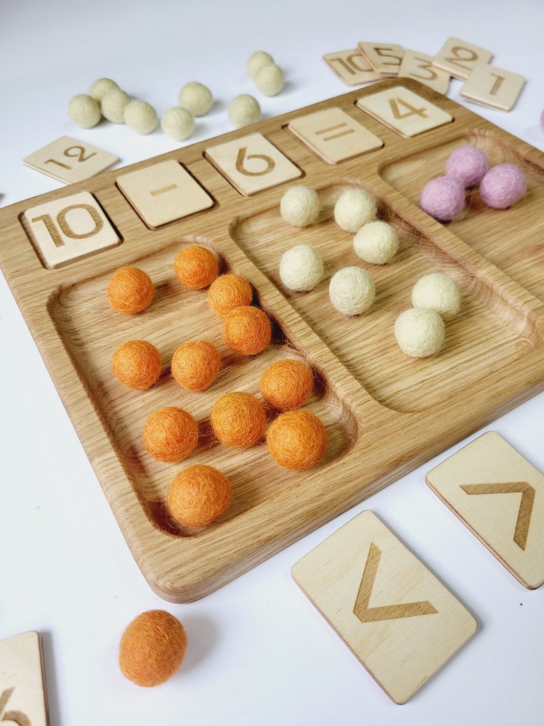Montessori Math Board 0–20 With Trays and Number Cards Counting ...