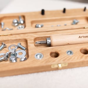 Montessori Screwdriver Board Personalized Fine Motor Skills Toy Wooden Educational Activity Toddler Gift Birthday Gift for Kids Preschool