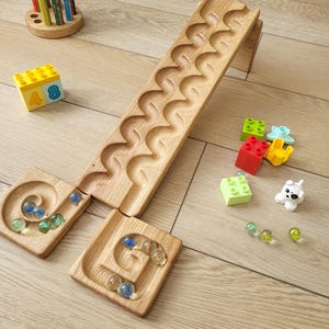 Pista de carreras de canicas WIND, pista de laberinto de madera para carreras de canicas, pista de olas de canicas, regalo para niños, pista sinuosa para carreras de canicas, rodillo para canicas