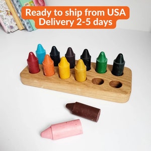 Crayon holder fit Honey Sticks 12 Crayons gift for kids Montessori playroom desk organizer Beeswax crayons holder kids room homeschool