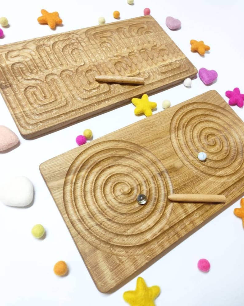 Reversible Interhemispheric Prewriting tracing board, wooden maze, balance board, Montessori educational resource gift for kids For ages 4+ image 1