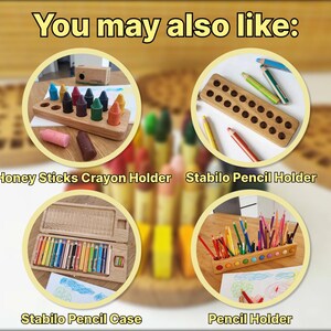 Pencil holder for Stabilo woody pencils wooden stiftehalter gift for kids desk organization Montessori crayon organizer homeschool supplies image 13