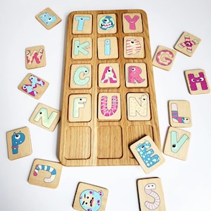 Presente para crianças Montessori brinquedo Alfabeto placa de madeira 3 × 5 com letras cartões aprendizagem letras escola homeschool pré-escolar Waldorf para crianças