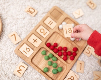 Lavagna matematica Montessori per bambini, regalo per imparare i numeri, l'istruzione a casa, l'addizione, la sottrazione, le risorse didattiche per insegnanti, il conteggio. Per bambini dai 4 anni in su.
