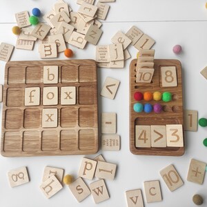 Gift box Learning and School Montessori Math Board 1-10 and Alphabet board with letters lowercase reversible cards learning gift image 6