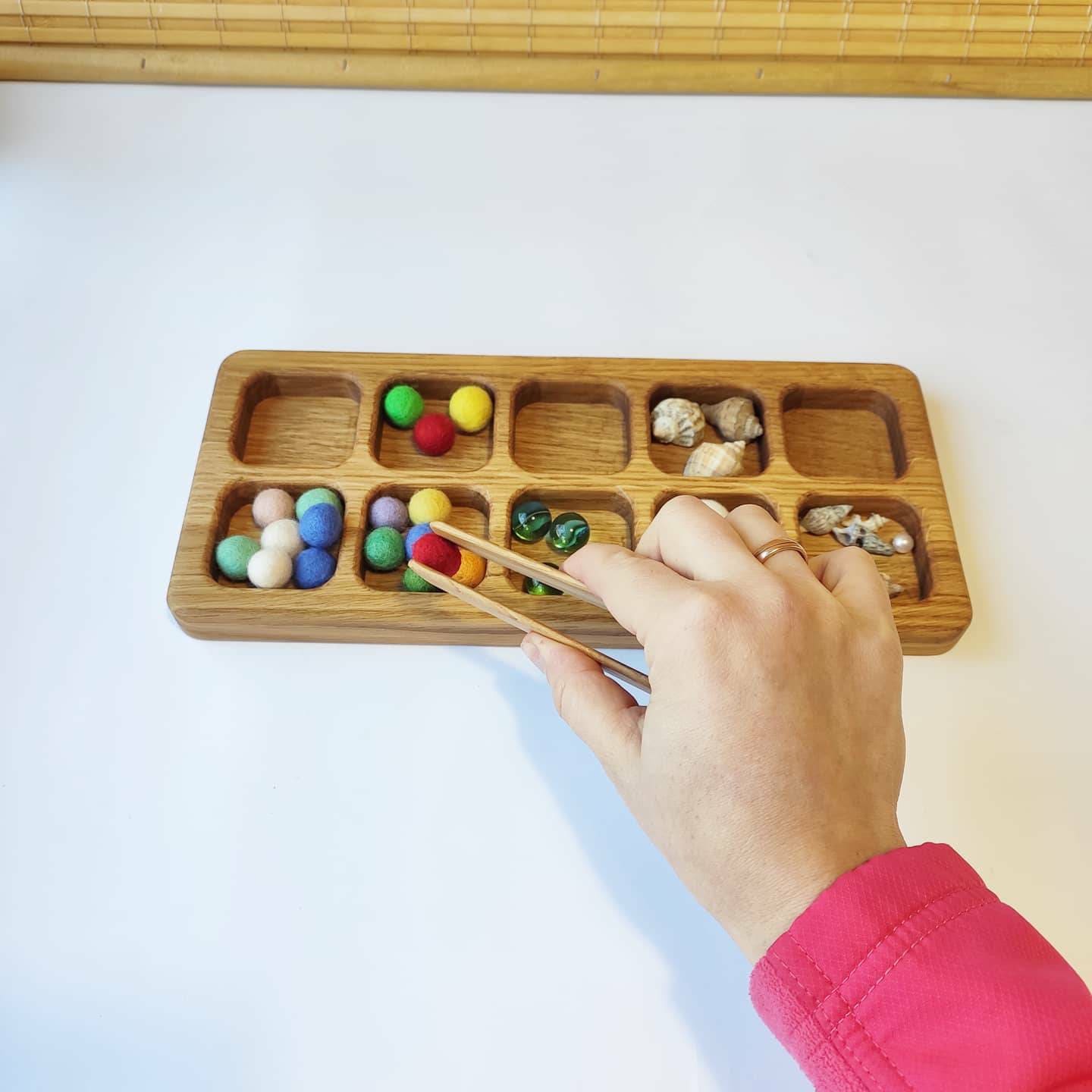 Wooden Sorting Tray With 10 Sections Small Version Etsy