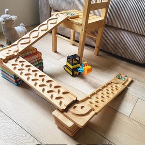 Geburtstagsgeschenk für Kinder Holz Murmelbahn Laufbahn Murmel Maschine Wickelbahn Set Holzkugel Laufbahn für Kinder