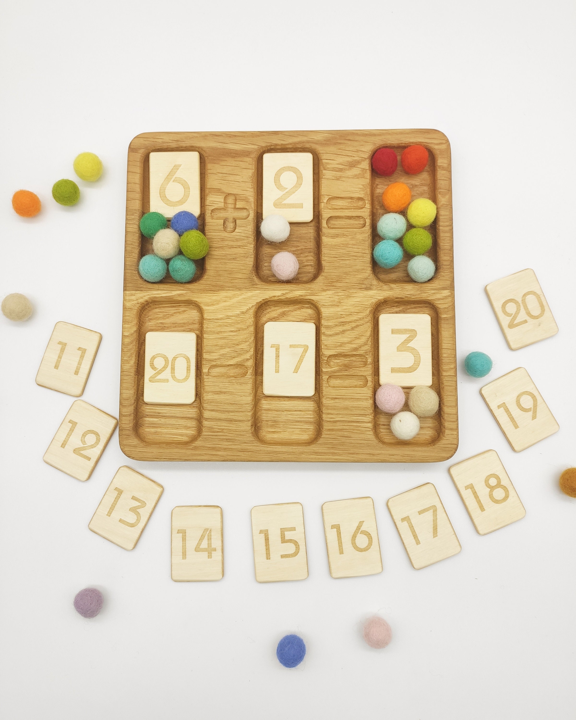 Wooden Math board with set of reversible number cards 1-20 | Etsy