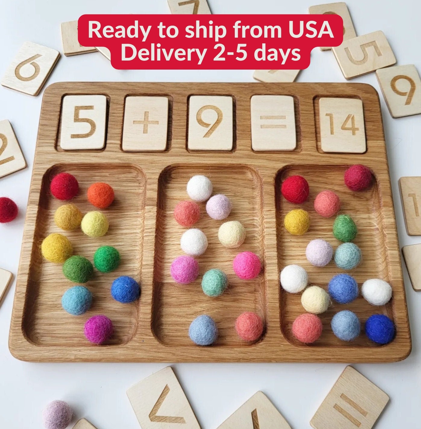 Montessori Math Board 1-20 With Trays and Numbers Cards Birthday Gift ...