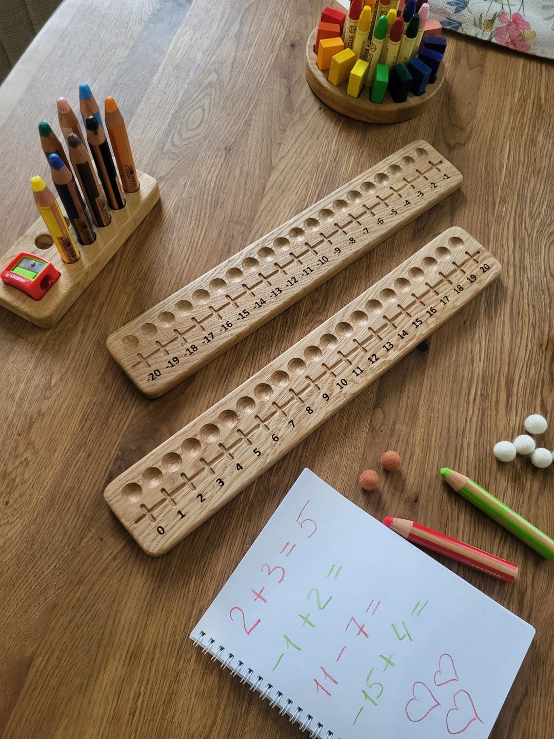 Number Board Math Wooden Number Line Board, Positive and Negative Math Manipulative, Oak ...
