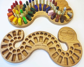 Waldorf crayon holder for Stockmar blocks and sticks caterpillar shaped crayon holder gift for kids Stockmar holder Waldorf school