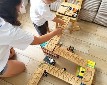 Regalo para niños: pista de canicas de madera, juego de pistas sinuosas para máquinas de canicas, laberinto de canicas para niños, ideal para cumpleaños a partir de los 4 años. - España