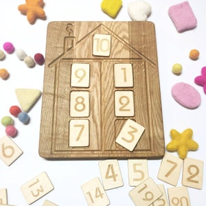 Montessori math, House Math board with set of numbers cards for learn composition of numbers up to 20, Birthday gift for kids gift