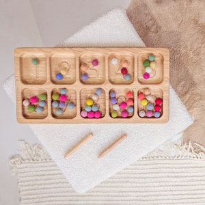 Montessori sorting tray with numbers toddler activities child gift for kids Montessori learning counting handmade unique math teacher gift