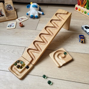 Marble run track MOUNTAINS Marble race wooden maze board ball run Marble course gift for kids marble run race winding track marble roller