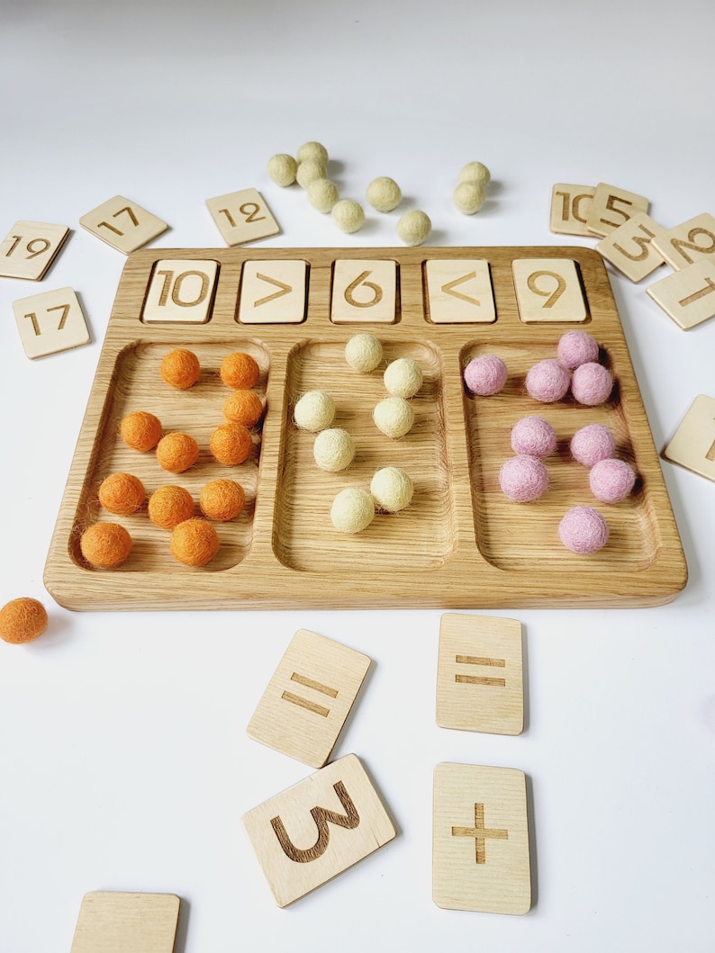 Montessori Math Board 0–20 With Trays and Number Cards Counting ...