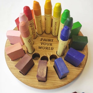 Personalized kids gift, birthday gift Waldorf Crayon holder for Stockmar Blocks and Sticks without crayons, crayon keeper desk organization