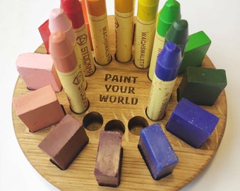 Personalized kids gift, birthday gift Waldorf Crayon holder for Stockmar Blocks and Sticks without crayons, crayon keeper desk organization