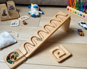 Wooden marble run WATERFALL race marble track machine winding track set marble ball run toys child marble maze gift for kids marble roller