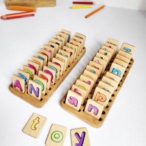 Tarjetas de inglés de colores Montessori con soporte para letras mayúsculas y minúsculas, regalo para niños, educación en casa, monedas del alfabeto, maestro de niños pequeños