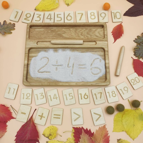 Plateau De Sable Montessori – Lettres, écriture Sensorielle, Alphabet, Dessin – Bois 24,4x14,8 Cm – Cadeau éducatif 3-6 Ans