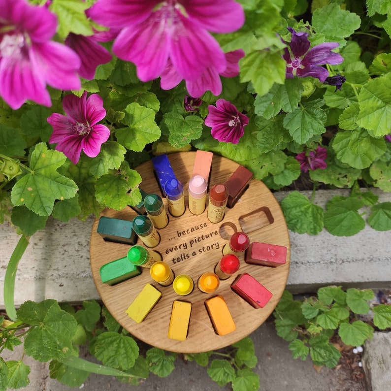 Stockmar crayon holder for sticks and blocks, waldorf crayon holder, gift for kids, desk organizer holder without crayons gifts organization image 7