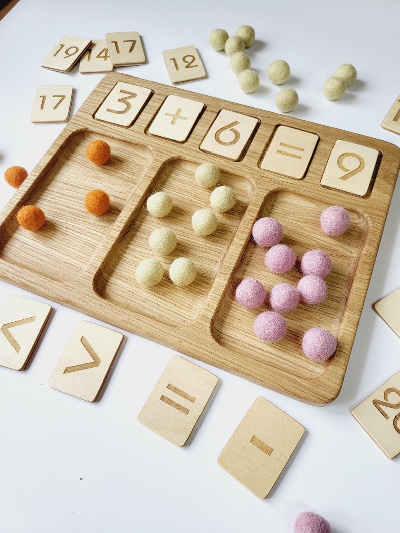 Montessori Math Board 0–20 With Trays and Number Cards Counting ...