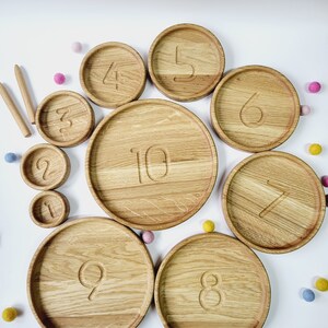 Montessori Sorting Plates or Trays with Numbers, birthday kids gift educational materials, toddler activities, preschool learning numbers image 5