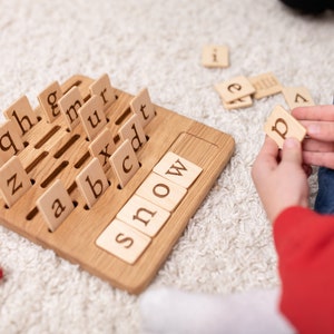 Holz Alphabet Set Handgefertigte Holz Buchstaben Bewegliches Alphabet Montessori Lernspielzeug Homeschool Rechtschreibung Spielzeug Kinder Geburtstagsgeschenk