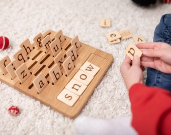 Wooden Alphabet Set Handmade Wood Letters Movable Alphabet Montessori educational toys Homeschool Spelling Toys Kids birthday gift
