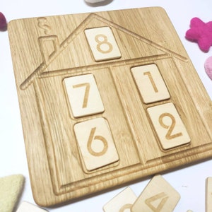 Haus Mathe Tafel mit Reihe von Zahlenkarten zum lernen Zusammenstellung von Zahlen bis 20 Lern und Schule Montessori Materialien Geschenk