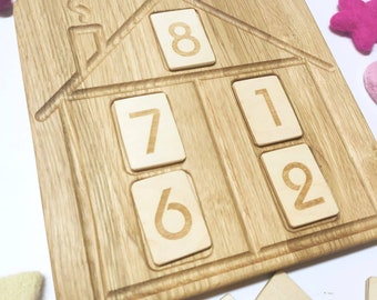 Tablero de matemáticas de casa con juego de tarjetas de números para aprender la composición de números hasta 20. Regalo de materiales Montessori para aprendizaje y escuela.