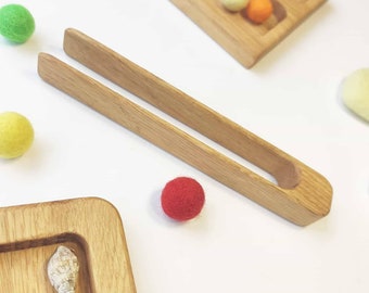 Montessori wooden tweezers or tongs fine motor skills gift for kids homeschool  activities  play For ages 4+