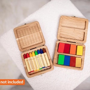 Unique gift Stockmar crayon holder case for 8 sticks and for 8 blocks personalized gift for kids wooden pencil case box without crayons