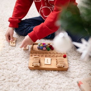Montessori Math Counting Board With Number Cards 0-20 Educational Toy ...