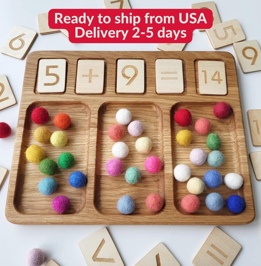 Montessori Math Board Tray Learning Numbers Gift Kids Counting School ...