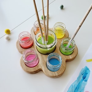 Waldorf Wooden Paint Jar Holder, brush holder, watercolor painting, sorting tray watercolor tray wooden holder jar for watercolor