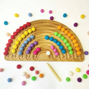 Rainbow tracing board with felt balls image 1