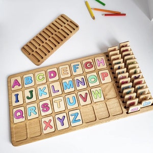 Alphabet großes Brett ABC farbige Buchstaben Karten Montessori Brett Lernbrett Geschenke für Kinder Holzbuchstaben Kinderspielzeug 3 Jahre alter Junge Geschenk