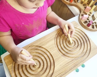 Montessori prewriting tracing Interhemisphere board Learning homeschool preschool fine motor skills hand eye coordination sensory tactile