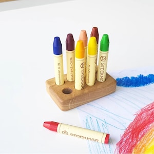 Stockmar rectangular crayon holder for 8 sticks desk organization waldorf school personalized gift for kids wooden holder without crayons