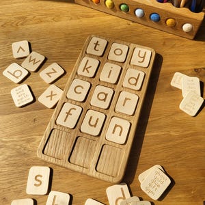 Tabuleiro de madeira do alfabeto Montessori com 3×5 cartas de letras, atividades de aprendizagem, escola, educação domiciliar, pré-escola, presente de aniversário para crianças, leitura