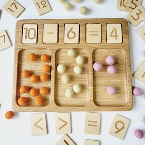 Montessori Mathetafel 1–20 mit Tablett und Zahlenkarten Zähl- und Zusatzspielzeug für Vorschule Homeschool Lerngeschenk für Kinder Lernmittel