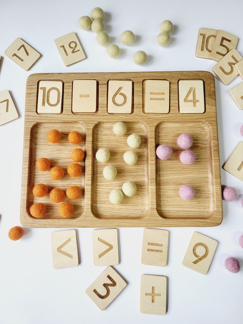 Montessori Math Board 0-20 With Trays and Numbers Cards Gift for Kids ...