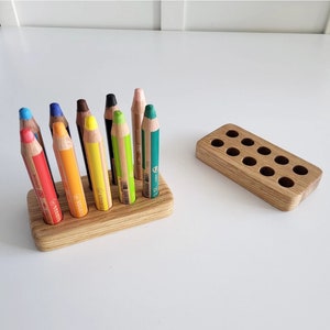 Pencil holder for Stabilo woody pencils wooden stiftehalter gift for kids desk organization Montessori crayon organizer homeschool supplies image 8