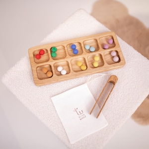 Wooden Sorting Tray Montessori Sensory Catch All Tray Tinker Tray Loose Parts Open Ended Play Educational Toy Fine Motor Skills Waldorf Kid