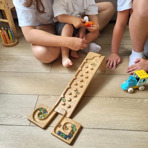 Pista de carreras de canicas ROCKS, tablero de laberinto de madera para carreras de canicas, pista de olas de canicas, regalo para niños, pista sinuosa para carreras de canicas, rodillo para canicas