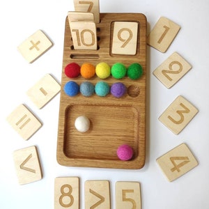 Gift box Learning and School Montessori Math Board 1-10 and Alphabet board with letters lowercase reversible cards learning gift image 8