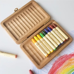 Stockmar Crayon Case Holder for 12 Sticks Waldorf Wooden Crayon Holder Birthday Gift for Kids Pencil Case Box Art Organizer Without Crayons