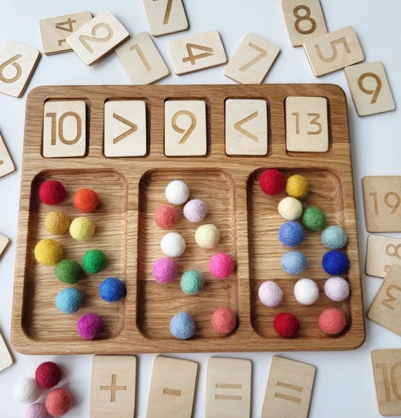 Montessori math board 0-20 with trays and numbers cards birthday gift for kids, learning numbers and counting Learning and school for ages 4 image 8